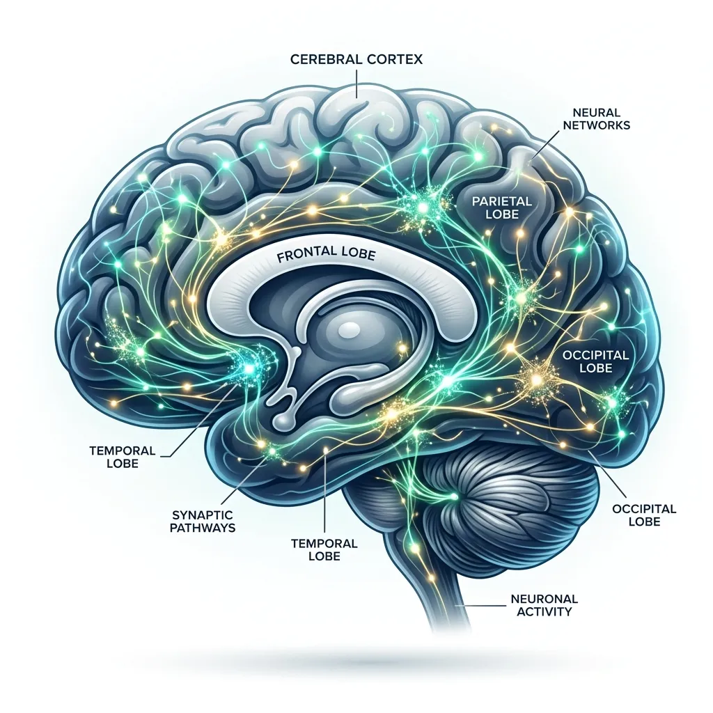 Glowing human brain showing mental clarity
