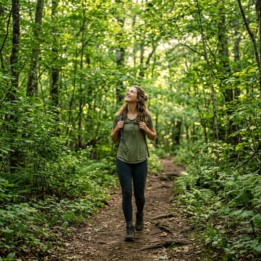 A calming nature scene showing mental health and outdoor decompression.